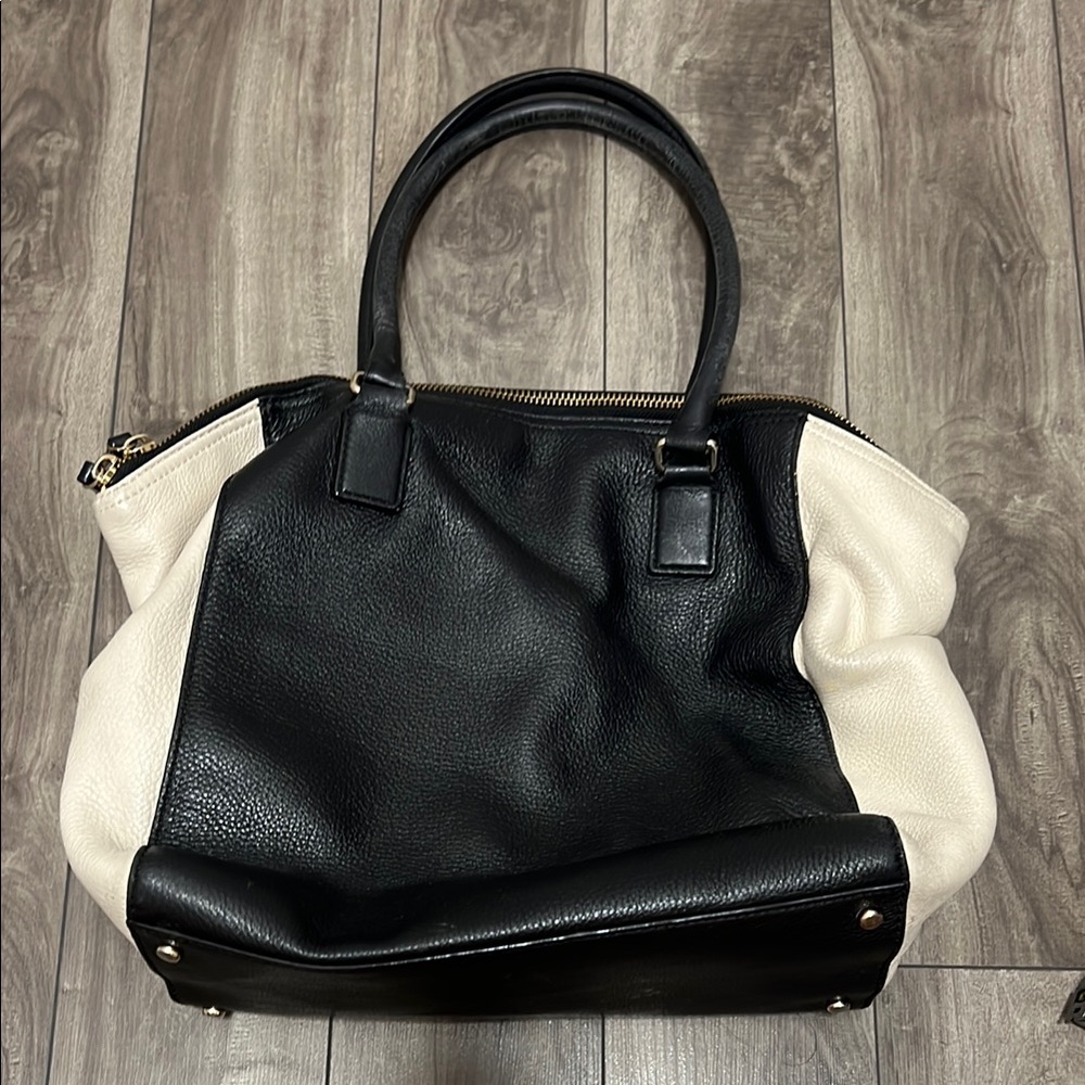 KATE SPADE Black and White Leather Tote Bag